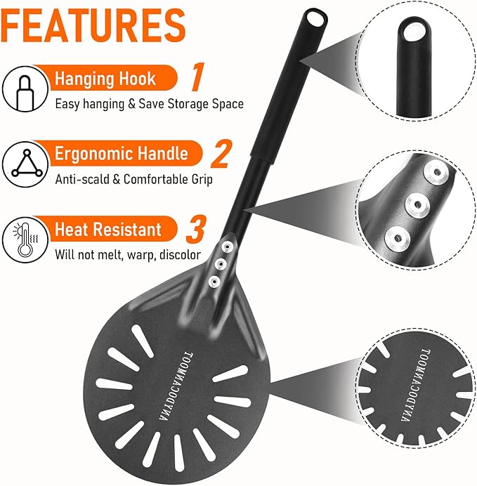 Perforated Pizza Peels 6 INCH pizza spatula paddle Long Handle Metal Pizza - Image 5