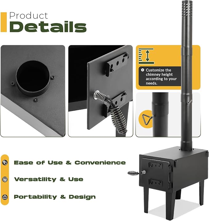 HECASA Wood Burning Stove Tent Camping Stove - Image 4