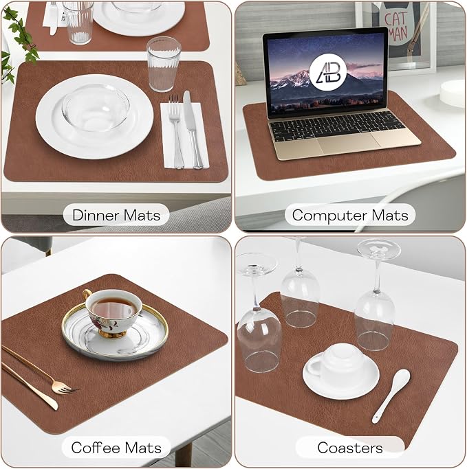 PU Leather Placemats Set of 6 Table Mats Heat Resistant Kitchen Place Mats - Image 7