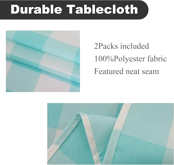 Cupuamon 2 Pack Waterproof Polyester Fabic Square Checkered Tablecloth，54x54 - Image 2