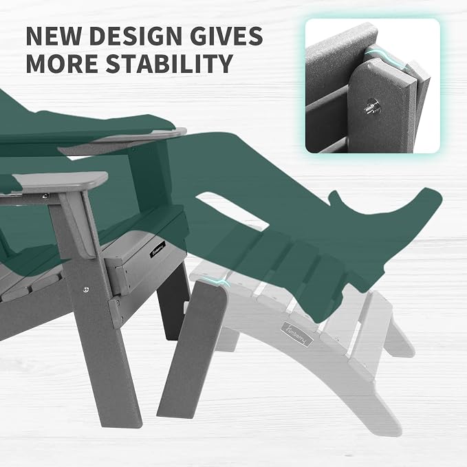 FUNBERRY Folding Adirondack Ottoman, HDPE All Weather Outdoor Foot Rest - Image 3