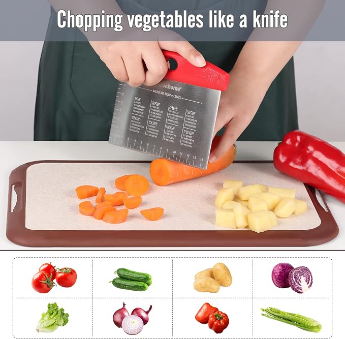 Ourokhome Dough Pastry Bench Cutter Scraper, Stainless Steel Pizza Cutter - Image 4