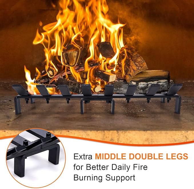 20" Fireplace Grate Wood Stove Grate Rack Stove Burning Rack Heavy Duty Solid - Image 2