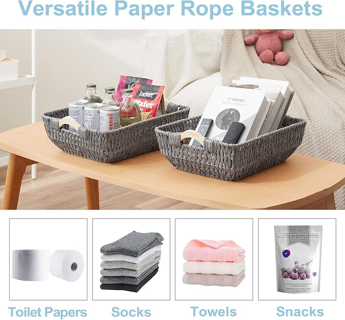 FairyHaus Wicker Baksets 2Pack 15x10x5, Recyclable & Renewable Paper Rope - Image 2