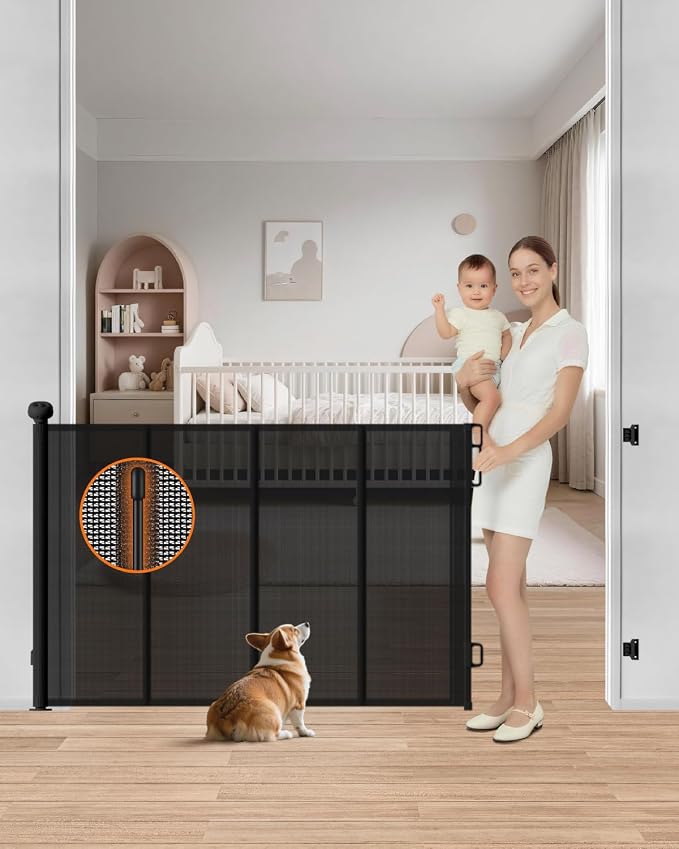 Retractable Baby Gate, Prevents Kids & Dogs from Crawling Under, by Unknown