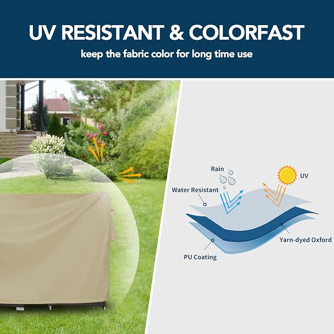 Easy-Going Round Patio Furniture Cover Waterproof Outdoor Dining Table and - Image 3