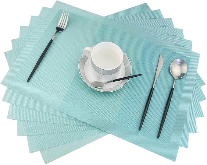 PIGCHCY Placemats Non-Slip Plastic Easy to Clean Woven Vinyl Placemats by PIGCHCY