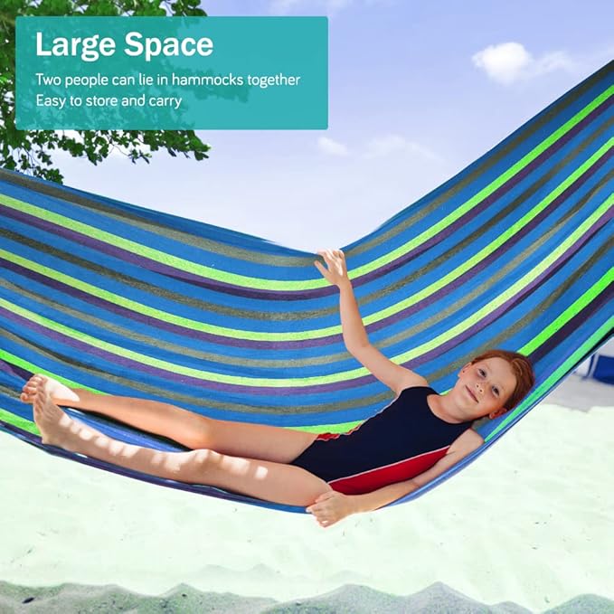 Hammock for Camping: 320G Canvas, 550 lb Capacity, Blue Green