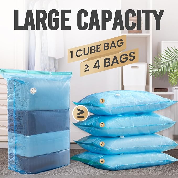TAILI 8 Pack Vacuum Storage Bags, Jumbo Cube, Extra Large Vacuum Seal Bags - Image 2