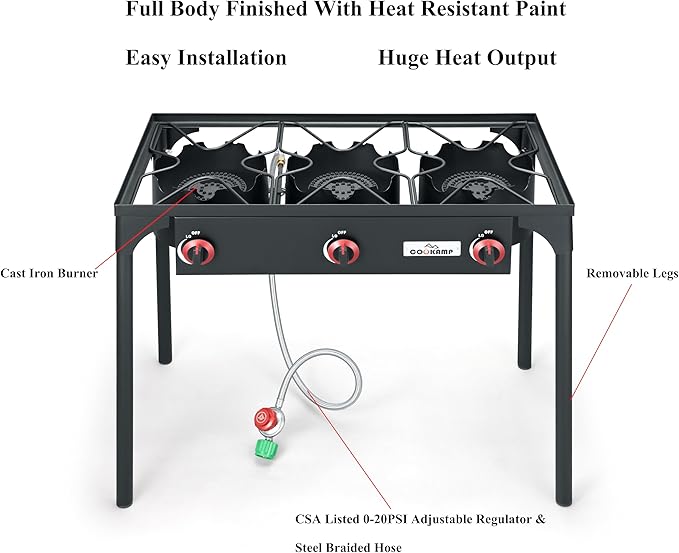 High Pressure Triple Propane Burner Outdoor Propane Camping Stove - Image 3