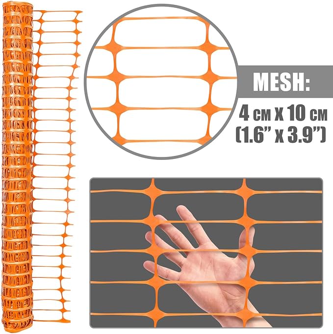 Fencer Wire 4 ft. Safety Fence, 100 ft. Orange Plastic Fencing Roll - Image 3