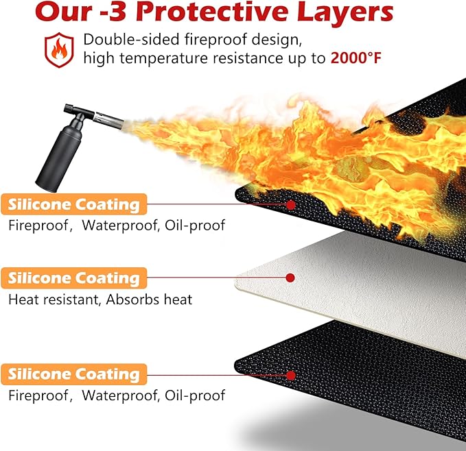 Grill Floor Mat, Fiberglass Silicone-Coated, Black, 76 x 48 Inch