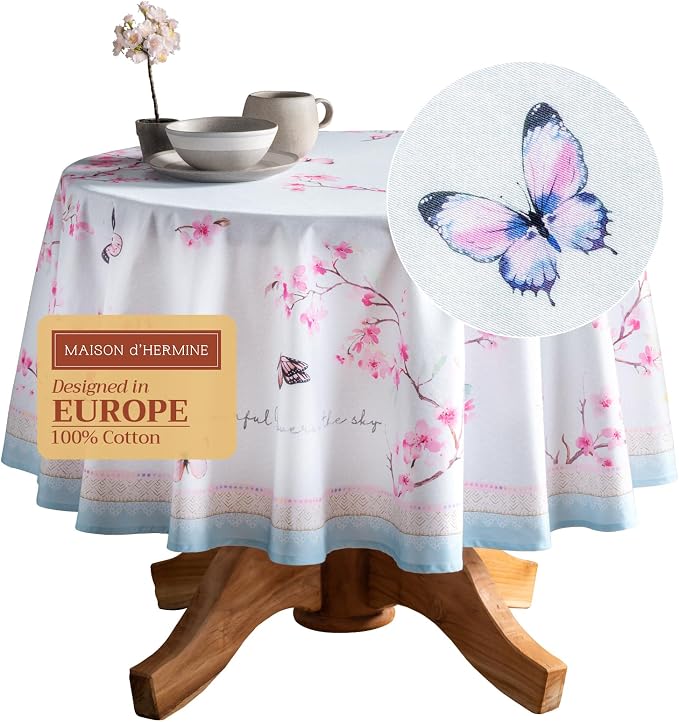 Maison d' Hermine Table Cloth Round Table 100% Cotton 69 Inches Tablecloth by MaisondHermine