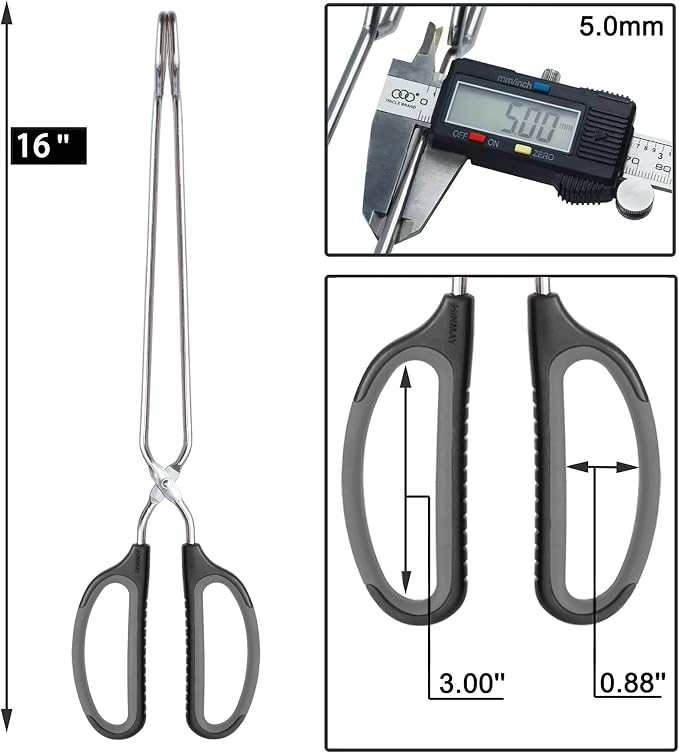 Scissor Tongs 16-Inch Extra Long Stainless Steel Barbecue Grilling Tongs - Image 3