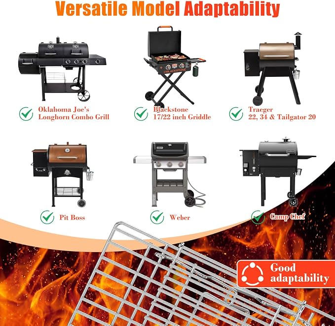 Hisencn Universal Grill Rack for Gas/Wood Pellet/Griddle/Smoker Grill, - Image 3