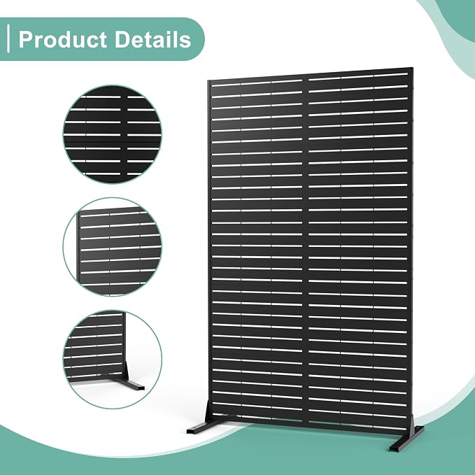 Metal Privacy Screen for Outdoor & Indoor Use, Free Standing Privacy Screen for - Image 4