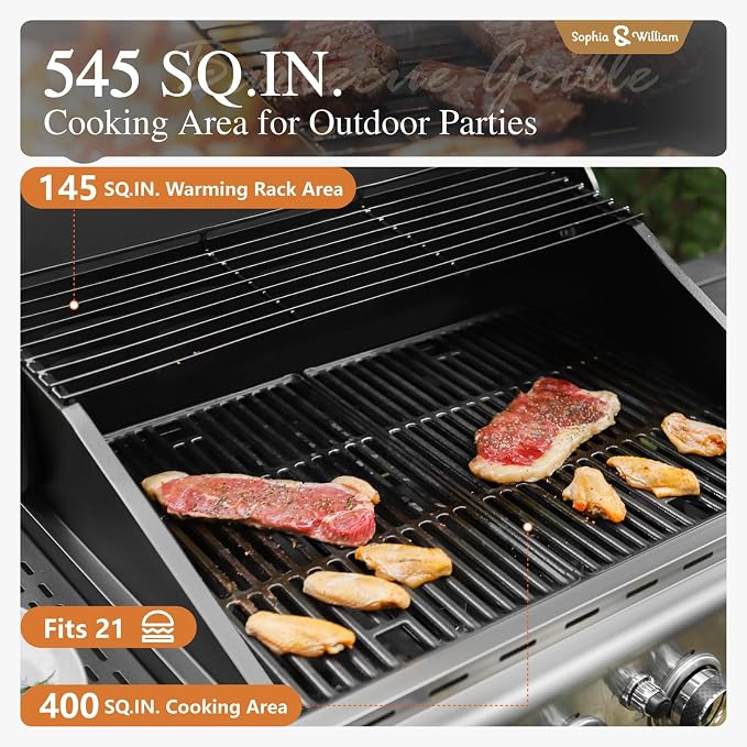 Sophia & William 4-Burner Gas BBQ Grill - Image 3