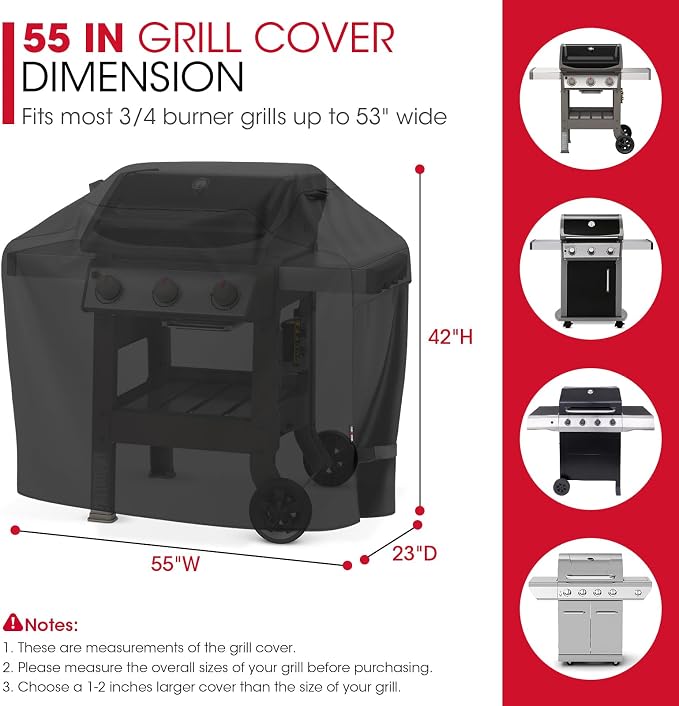 Unicook Grill Cover 55 Inch for Outdoor Grill, Heavy Duty, Waterproof, Fade - Image 3