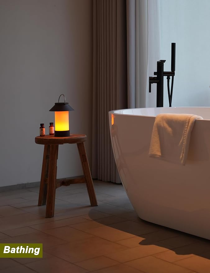 Rechargeable Outdoor Lantern Waterproof, Dimmable Warm White & Flickering Flame - Image 7