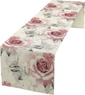 Pink Rose Floral Table Runner, Abstract Watercolor Flower Pattern Modern by Unknown