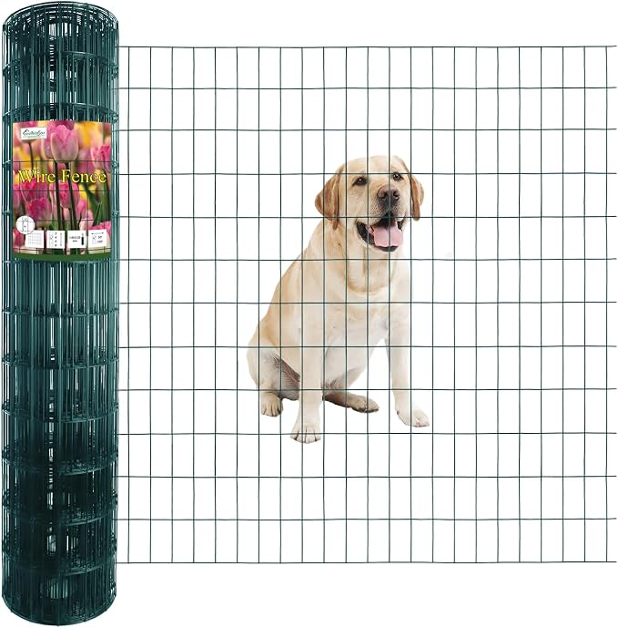 Green PVC Coated Welded Wire Fence 48 Inch x 50 Foot, 2 Inch x 4 Inch 14GA by FOREHOGARGARDEN%EF%BC%86HOME
