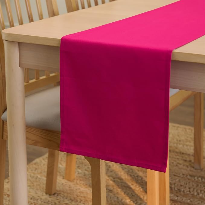 Encasa XO Table Runner 13"x59" Long | Cotton Canvas Fabric | Light Pink Solid by EncasaXO