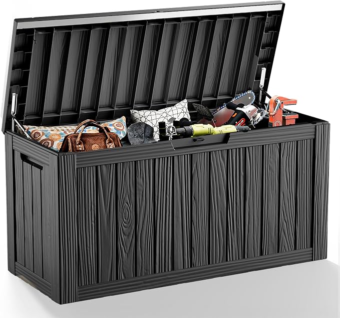 EasyUp 85 Gallon Deck Box Waterproof, Outdoor Storage Box Lockable by EASYUP