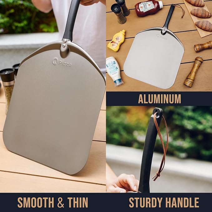 Q Pizza Aluminium Pizza Peel 14 inch, Extra Large Metal Pizza Turning Paddle - Image 3