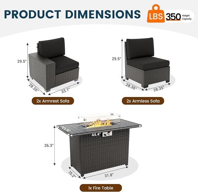 5 Piece Patio Furniture Set - Image 5