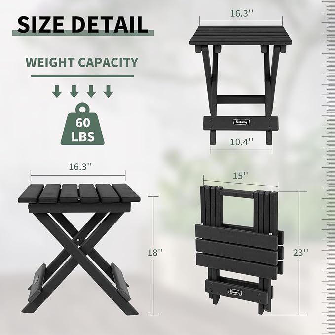 FUNBERRY Outdoor Folding Adirondack Side Table, Portable No Assembly Patio End - Image 3