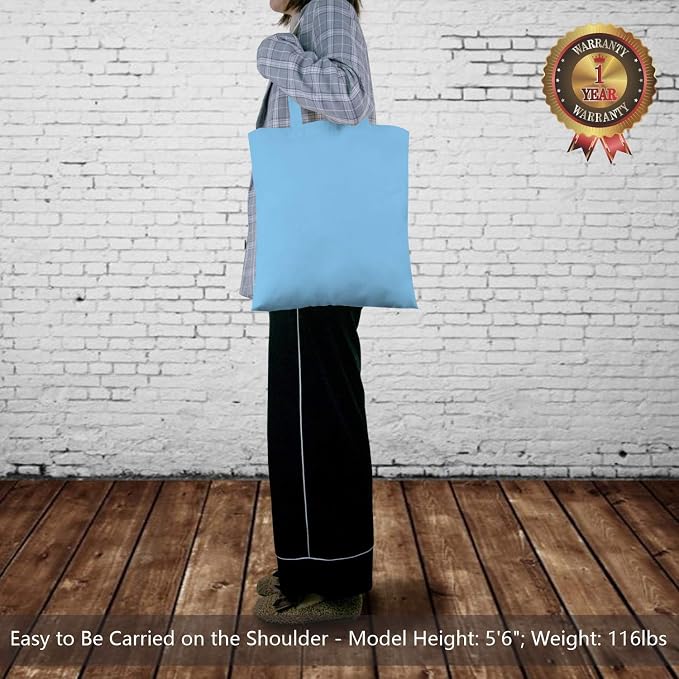 TOPDesign 24-Pack Economical 16"x15" Baby Blue Cotton Tote Bag, Lightweight - Image 2