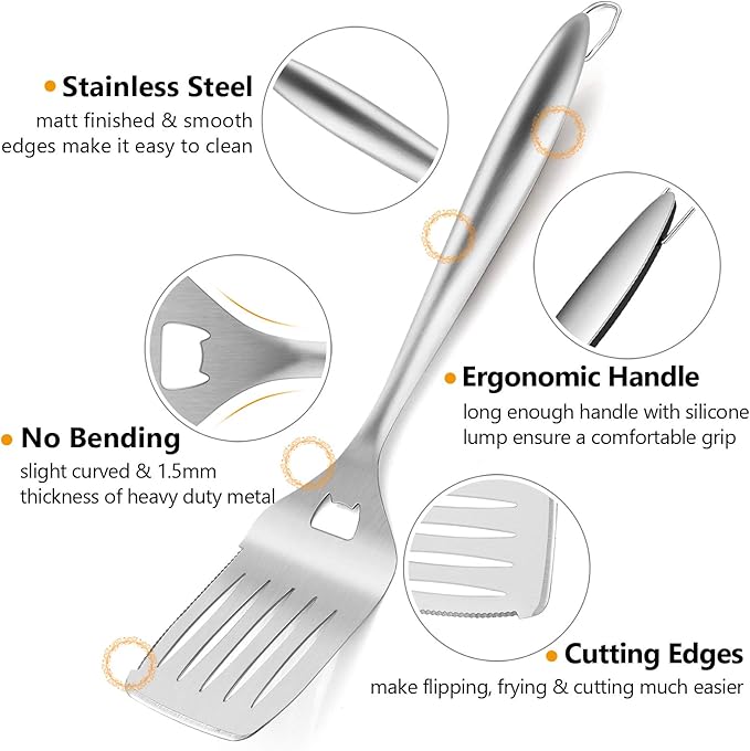 Barbecue Tool Set, 5-Piece Stainless Steel Grilling Kit, 18 Inch