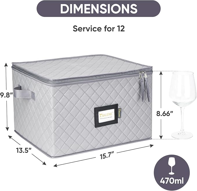 BALEINE China Storage Containers, Sturdy Quilted Wine Glass Storage, Plate - Image 4