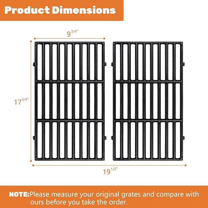 7637 Grill Grates for Weber Spirit E210 E220 S210 S220 S215 17.5” Cast Iron - Image 2