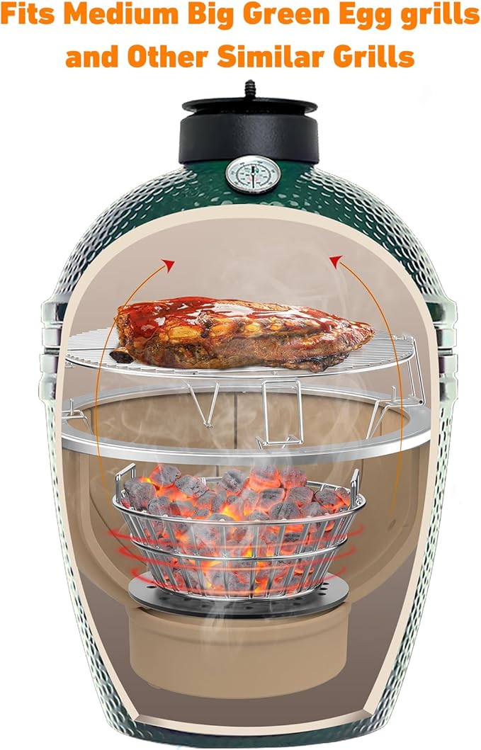 onlyfire Charcoal Ash Basket Fits Medium Big Green Egg, Stainless Steel - Image 5