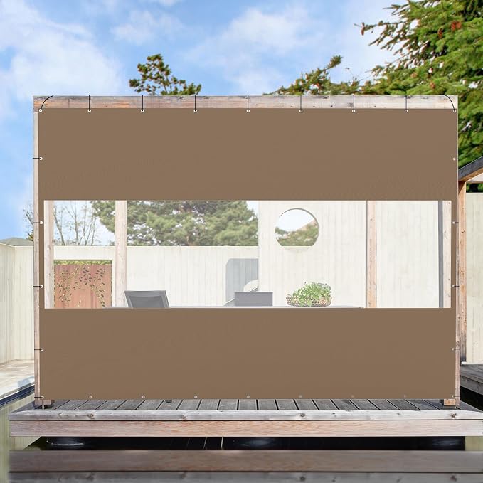 Domi Heavy Duty Outdoor Clear Panel Curtain, 18 oz Waterproof PVC Polyester by domioutdoorliving
