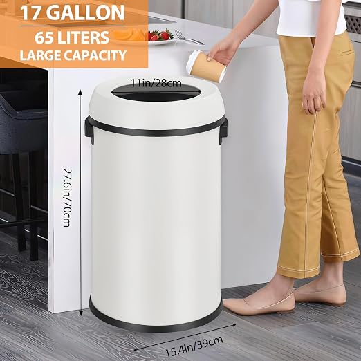 GarveeHome 17 gal/65 L Open Top Trash Can, Stainless Steel Rubbish Bin - Image 5