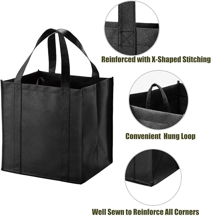 NERUB Set of 10 Reusable Grocery Bags Heavy Duty Shopping Bags Large Grocery - Image 3
