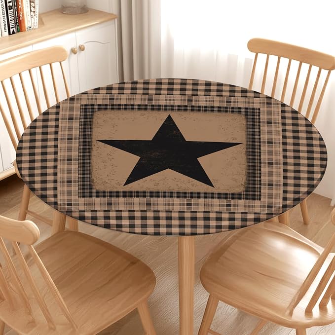 Western Texas Star Round Fitted Tablecloth - Image 2
