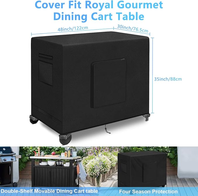 Outdoor Bar Cart Cover for 48 Inch BBQ Food Prep Table, Kovshuiwe Heavy Duty - Image 2
