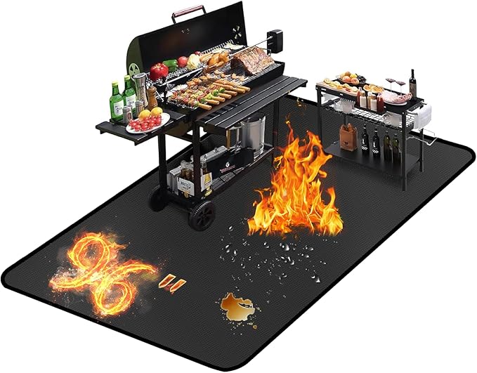 Grill Floor Mats 96 x 72 Inch, Fireproof Double-Sided Silicone