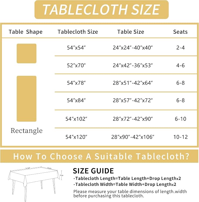 Rectangle Table Cloth, 100% Waterproof Tablecloth Oil Proof Spill Proof Vinyl - Image 4