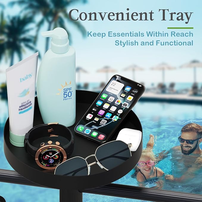 Pool Towel Rack Outdoor with Built-in Tray – Adjustable, Heavy-Duty Towel Racks - Image 3