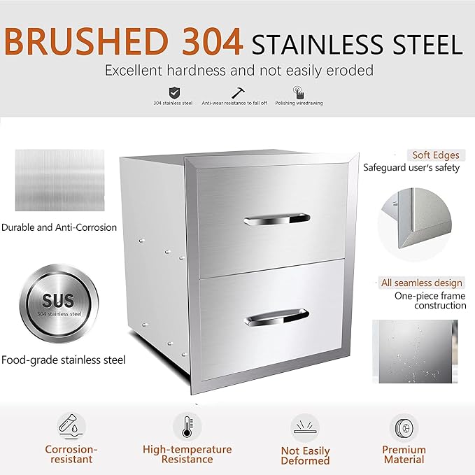Outdoor Kitchen Drawers, Box Frame Style Flush Mount BBQ Drawer w/Stainless - Image 5