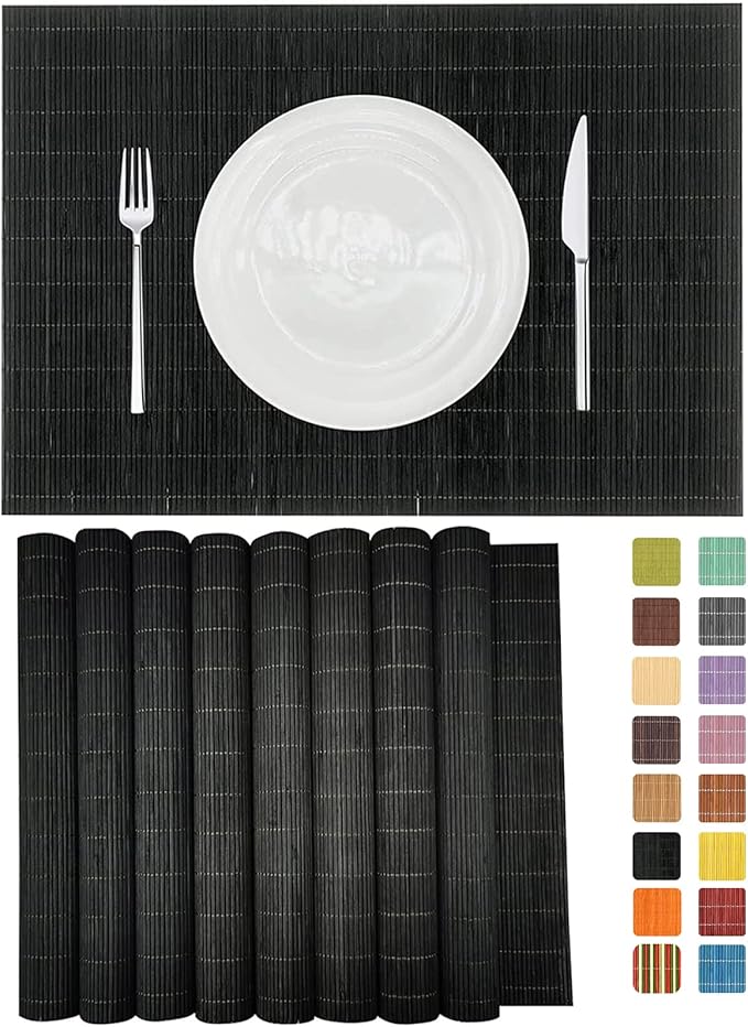 ANDSTAR Set of 8 Pcs Bamboo Placemats Sushi Rolling Mat Japanese Style Natural by Andstar
