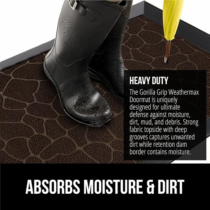 GORILLA GRIP 100% Waterproof All-Season WeatherMax Doormat 35x23, US Designed - Image 4