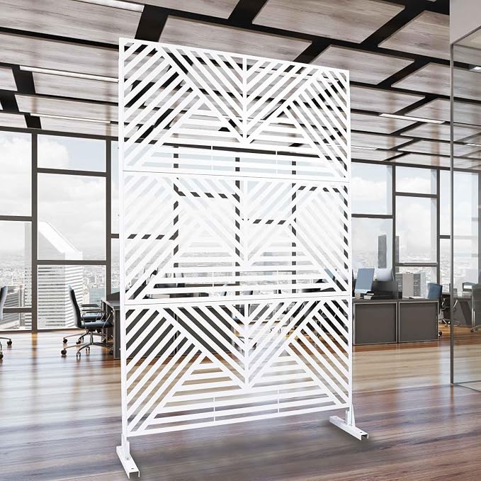 Outdoor Privacy Screen with Geometric Design – Metal Decorative Panel, - Image 3