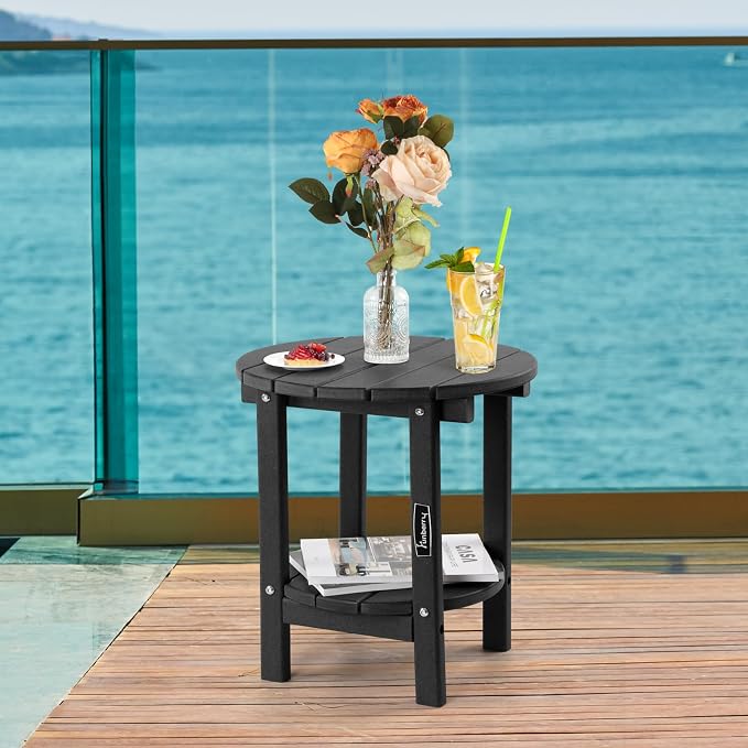 FUNBERRY Outdoor Adirondack Side Table Set of 2, 2-Tier Patio End Tables - Image 2