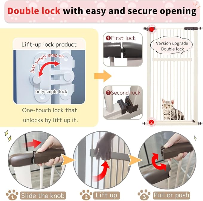 Lumizone Extra Tall Pet Gate 55.12" High Pressure Mounted 42.52"-46.64" Extra - Image 8