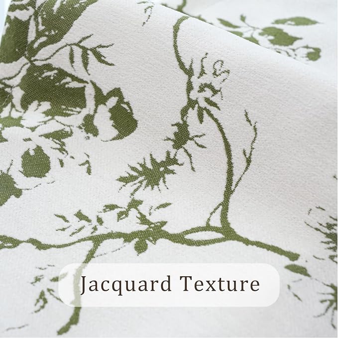 French Jacquard Rectangle Tablecloth, Wrinkle Free Green Table Cloth - Image 3